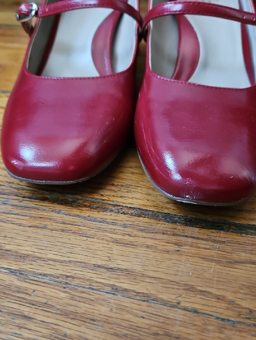 Naturalizer Red Mary Jane Block Heels with Ankle Strap - Picture 3 of 16